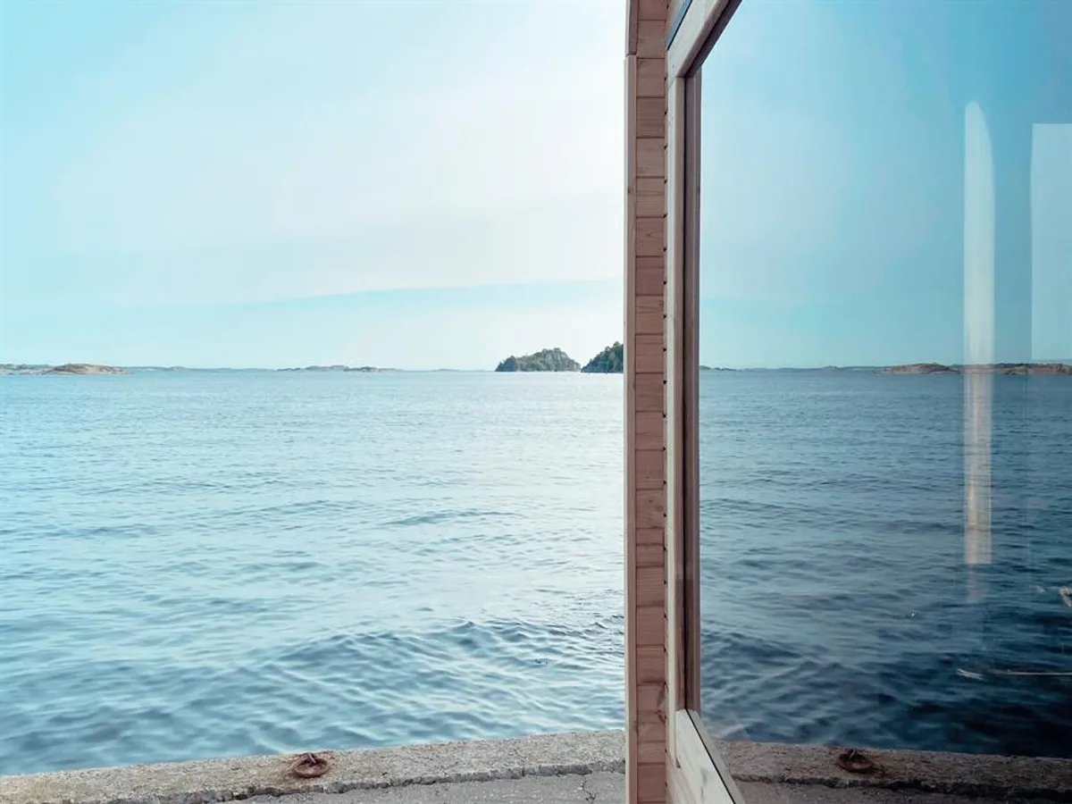 Utsikt over sjøen fra Kur Sauna Nevlunghavn i Larvik